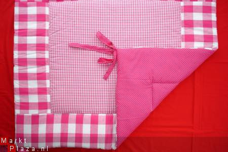 Boxkleed Boerenbont Stip fuchsia ruit 1 NIEUW! - Afbeelding 2