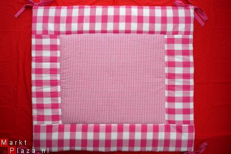 Boxkleed Boerenbont Stip fuchsia ruit 1 NIEUW! - Afbeelding 3