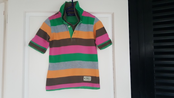 McGregor oranje bruin roze en groen gestreepte polo 128 - nr. 1