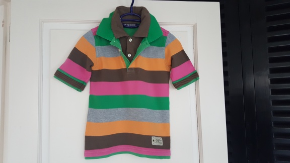 McGregor oranje bruin roze en groen gestreepte polo 128 - Afbeelding 2