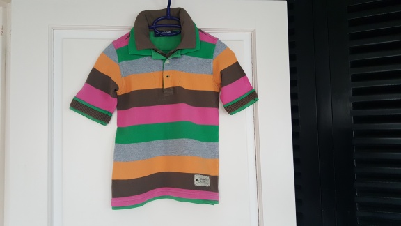 McGregor oranje bruin roze en groen gestreepte polo 128 - Afbeelding 3