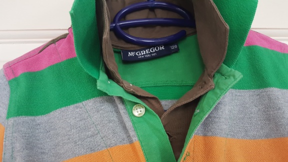 McGregor oranje bruin roze en groen gestreepte polo 128 - Afbeelding 6