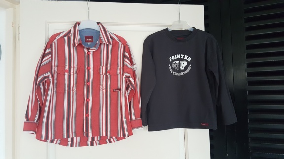 Pointer grijs shirt en rood grijze blouse maat 116 - nr. 1