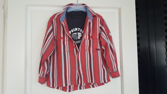 Pointer grijs shirt en rood grijze blouse maat 116 - Afbeelding 3
