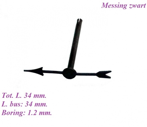=== Seconde wijzer = messing zwart = nieuw === 30030