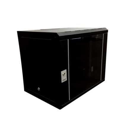 9U 19" Wandkast patchkast met glazen voordeur (BxDxH) 600x450x500mm
