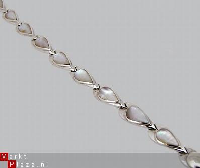 FIJNE ECHT ZILVEREN (925) ARMBAND MET ECHTE PAARLEMOER ST. - Afbeelding 2