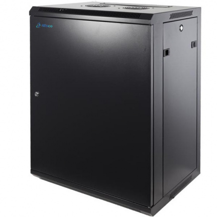 15U 19" Wandkast Patchkast 600x450x820 metalen voordeur zwart (BxDxH) mm