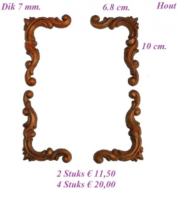 === 2 Klokkast hoeken = Hout = gebruikt === 33529