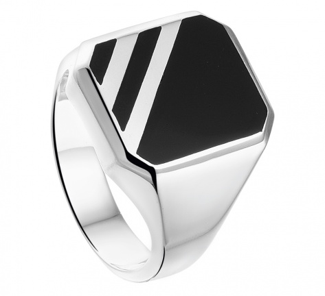 Herenring zilver Onyx zegelring zwart