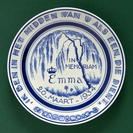Bord Overlijden Emma 20 maart 1934 (Porceleyne Fles) - nr. 1