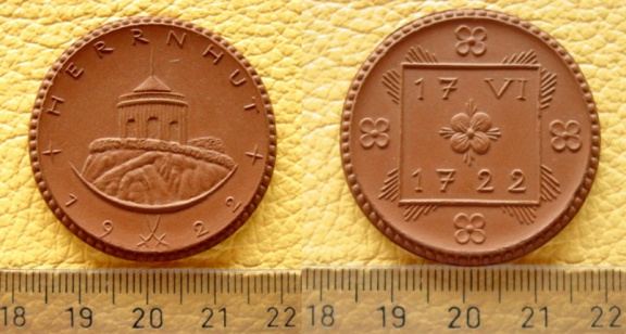 Gedenkpenning aardewerk Herrnhut 1922 (1) - nr. 1