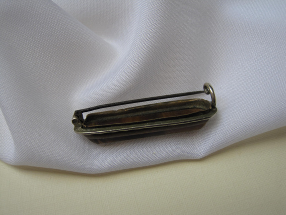 Zilveren broche antiek met lange tijgeroog edelsteen 3.8x1.3 cm - Afbeelding 6