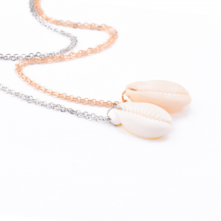 ketting met kauri schelp zilver met geluksschelp shell hanger - Afbeelding 2