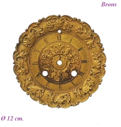 === Wijzerplaat kolompendule = brons = oud = 31068