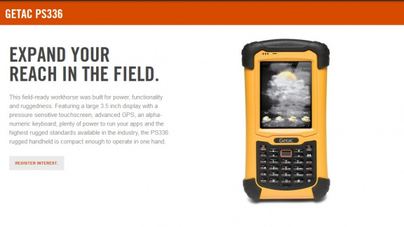 Getac PS336 USB RS232 BT WLAN 3G HSPA+ alfa GPS geel FR P1A6BWD3YBXX Fully Rugged Handheld