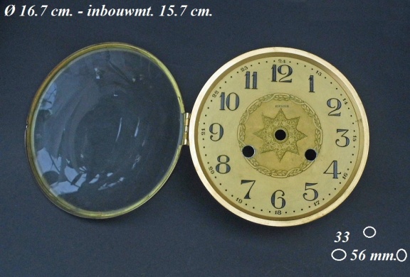 Pendule deur / wijzerplaat = bol glas 32234