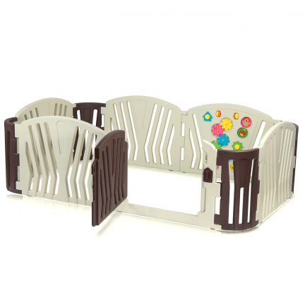 Playpen - grondbox - kunststof bruin wit 10 panelen - nr. 1
