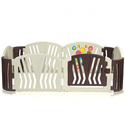 Playpen - grondbox - kunststof bruin wit 10 panelen - Afbeelding 2
