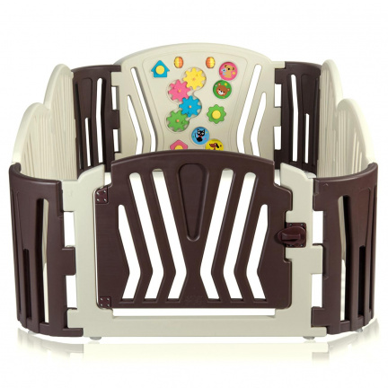 Playpen - grondbox - kunststof bruin wit 10 panelen - Afbeelding 3