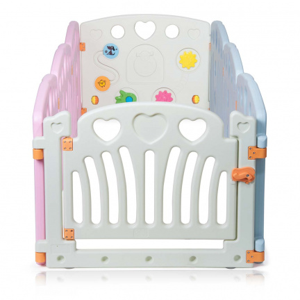 Playpen - grondbox - kunststof roze wit blauw 8 panelen - Afbeelding 3
