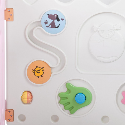 Playpen - grondbox - kunststof roze wit blauw 8 panelen - Afbeelding 4