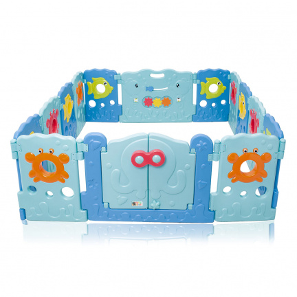 Playpen - grondbox - kunststof ocean blauw 14 panelen - nr. 1