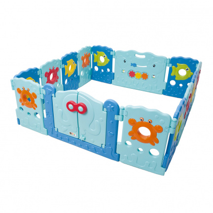 Playpen - grondbox - kunststof ocean blauw 14 panelen - Afbeelding 4