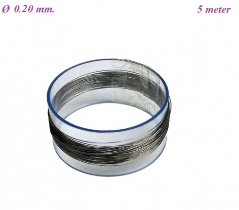 === 5 mtr. Verenstaal Ø 0.20 mm.= nieuw === 35308