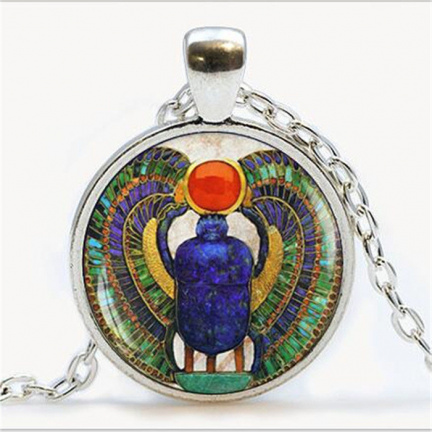 egyptische hanger scarabee met ketting etnic heilige mestkever - nr. 1