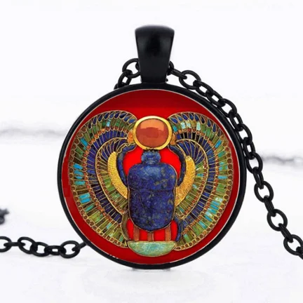 amulet egypte scarabee met ketting vintage retro mestkever spiritueel sieraad - nr. 1