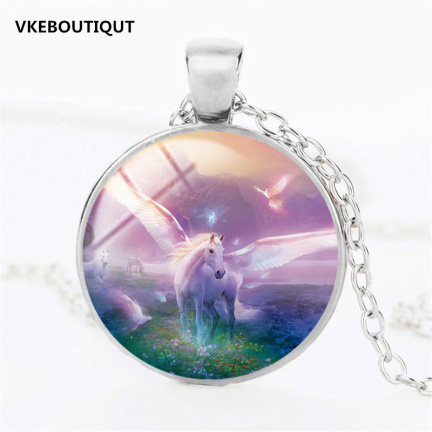 unicorn amulet eenhoorn hanger met ketting retro vintage spiritueel sieraad - Afbeelding 2