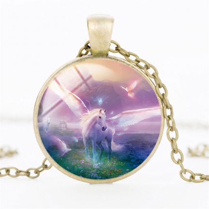 unicorn amulet eenhoorn hanger met ketting retro vintage spiritueel sieraad - nr. 1
