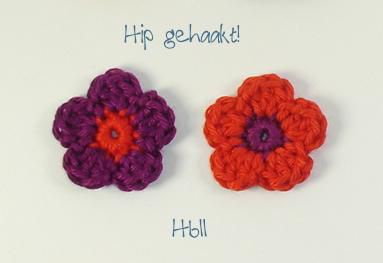 Zelf haarspeldjes maken? Gehaakte bloemetjes paars-rood - nr. 1