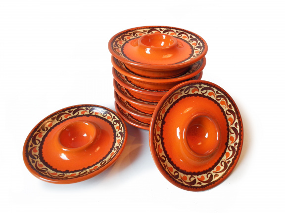 retro oranje eiderdopjes van aardewerk