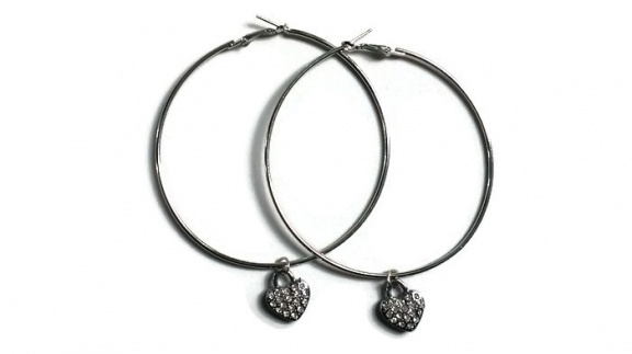 Oorbellen hart met strass steentjes - nr. 1
