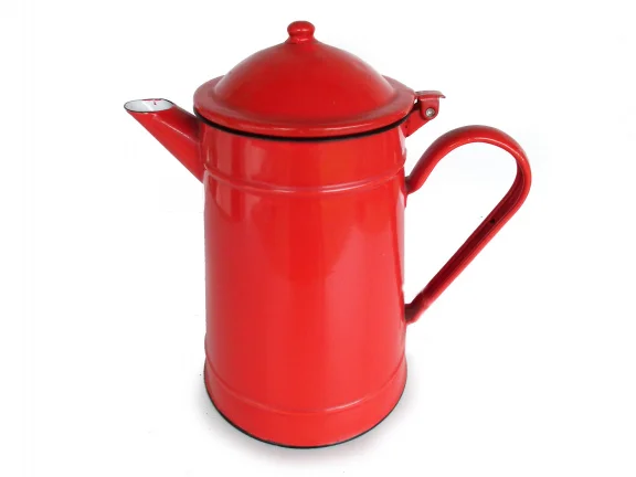 koffiekan van rood emaille