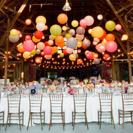 Gekleurde lampionnen, led lampions, bruiloft decoratie, huwelijk versiering, lampion - Afbeelding 3