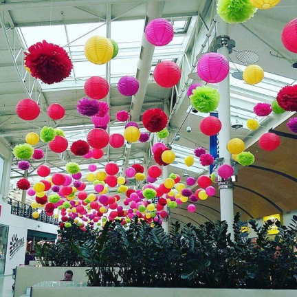 Pompom, papieren bollen, pompoms, feestdecoratie, tissue bol, lampion - Afbeelding 2