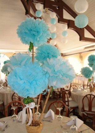 Pompom, papieren bollen, pompoms, feestdecoratie, tissue bol, lampion - Afbeelding 6