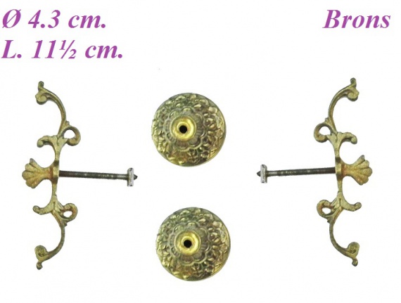 2 Klokstel zij ornamenten = brons / koper = 25378