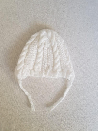 Wit gebreide winterset jas/muts/poncho Maat 68/74 nieuw - Afbeelding 3