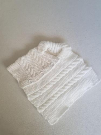 Wit gebreide winterset jas/muts/poncho Maat 68/74 nieuw - Afbeelding 4