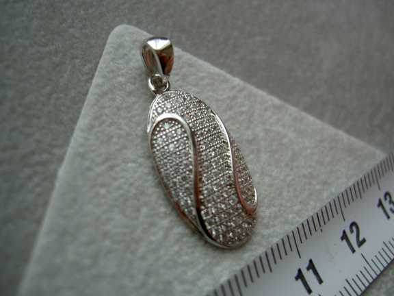 Zilveren luxe hanger ovaal 1001 zirkonia steentjes