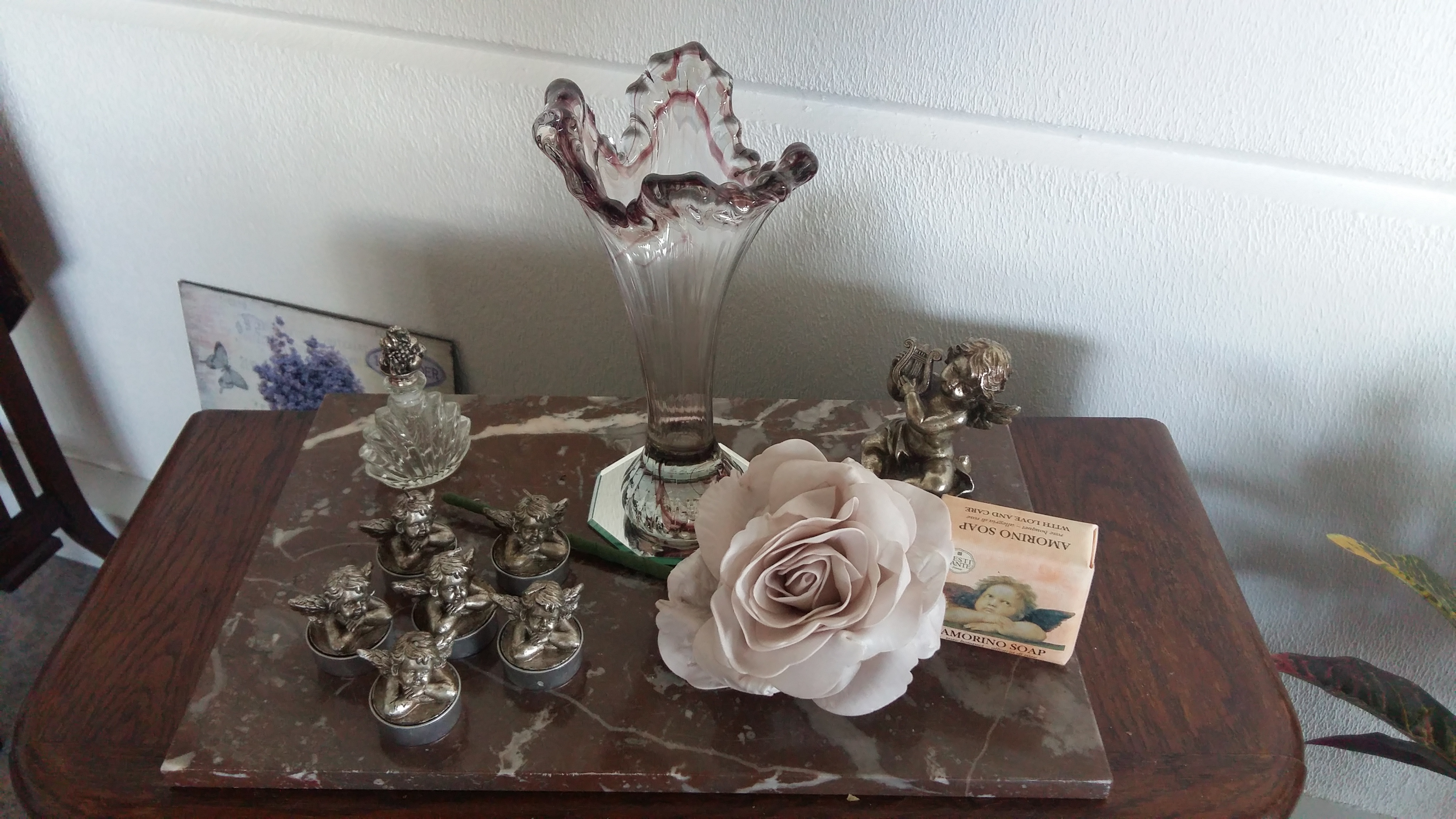 Oud Vaasje~Vaas~Jugendstil~Murano~Paars glas - Afbeelding 4