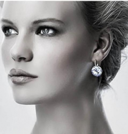 kristal oorbellen bella zilver setting met klap oorhaken - Afbeelding 4