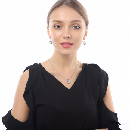 kristal oorbellen bella zilver setting met klap oorhaken - Afbeelding 5