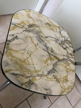 Puntgave vintage formica keukenstoel gevlamd. Fifties - Afbeelding 5