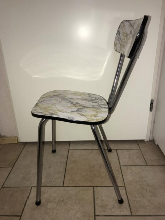 Puntgave vintage formica keukenstoel gevlamd. Fifties - Afbeelding 7