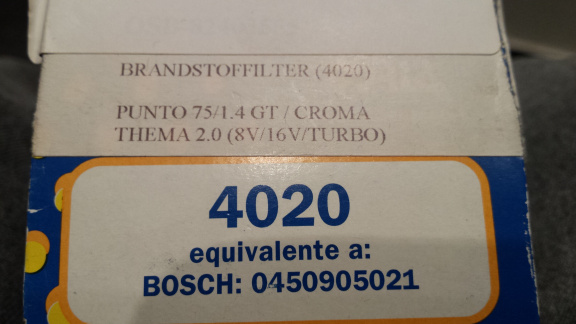 Fiat Punto Croma Lancia Thema Benzinefilter M&D 4020 NOS - Afbeelding 2
